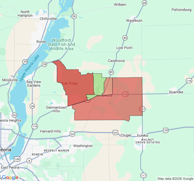 Map of septic coverage in Metamora, IL