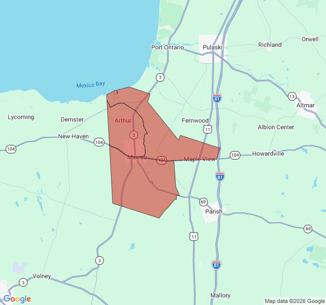 Map of septic coverage in Mexico, NY