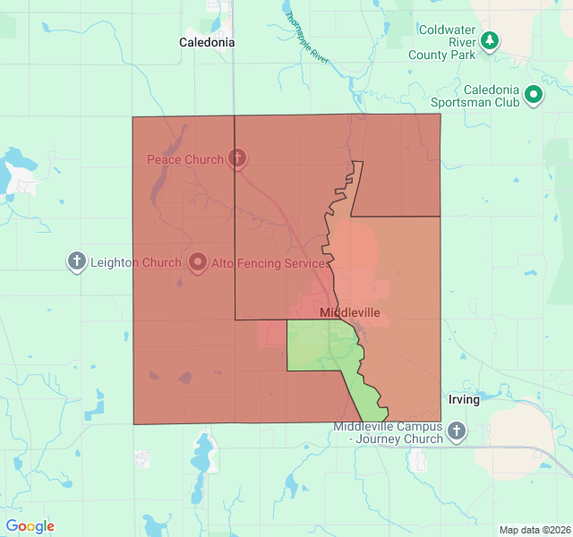 Map of septic coverage in Middleville, MI