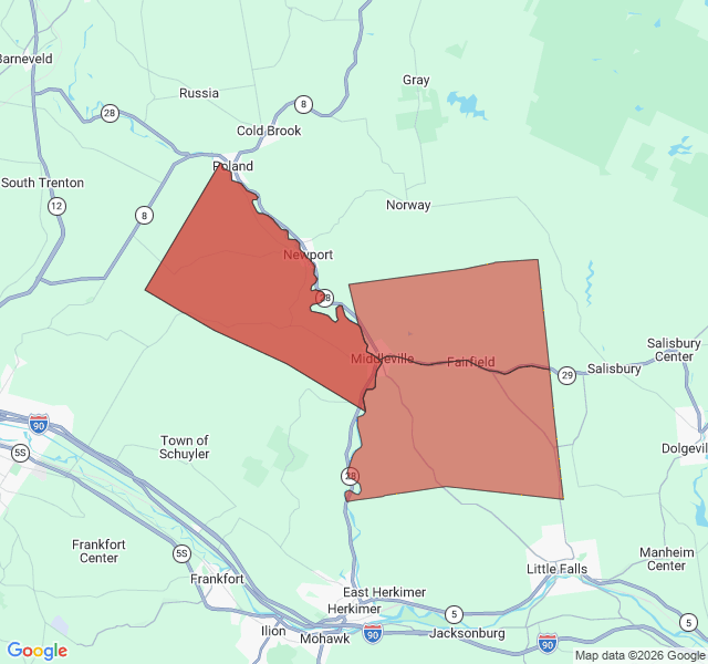 Map of septic coverage in Middleville, NY