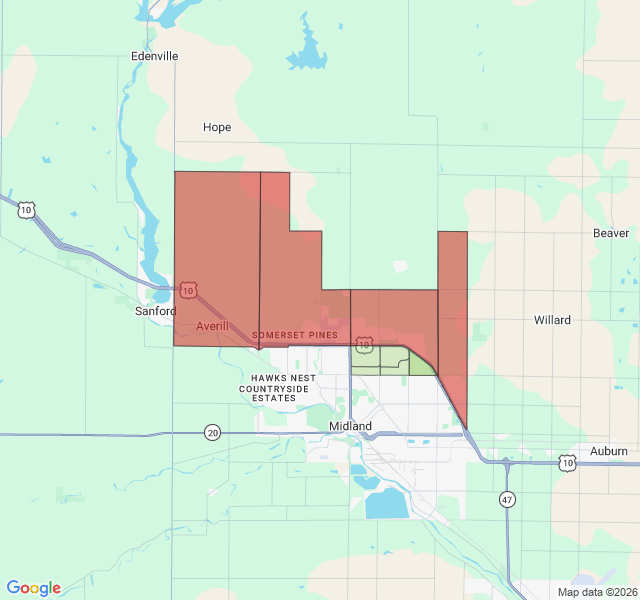 Map of septic coverage in Midland, MI