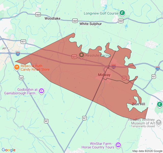 Map of septic coverage in Midway, KY