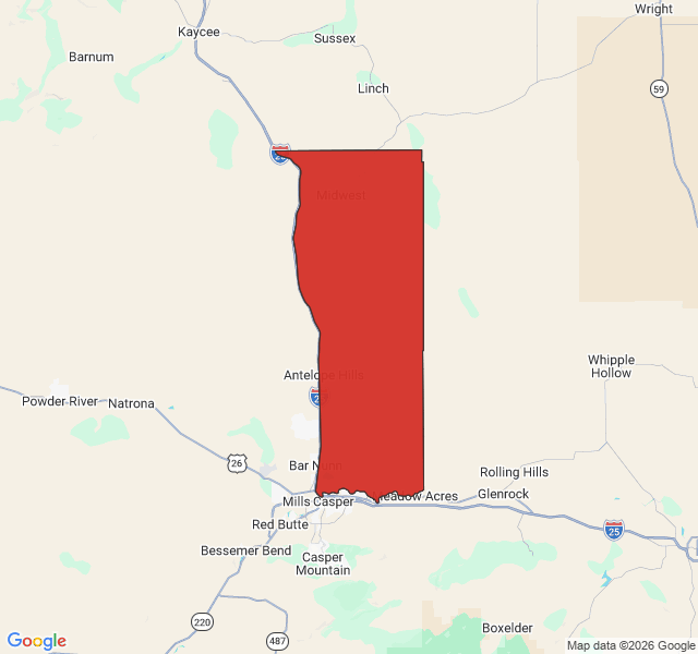Map of septic coverage in Midwest, WY