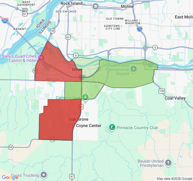 Map of septic coverage in Milan, IL
