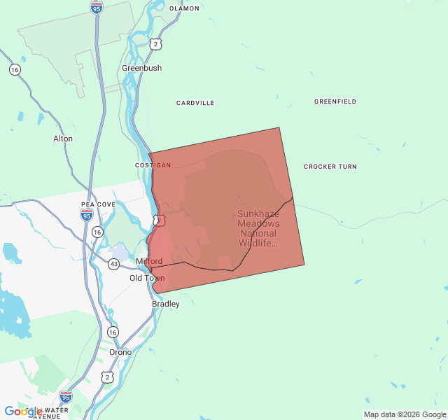 Map of septic coverage in Milford, ME