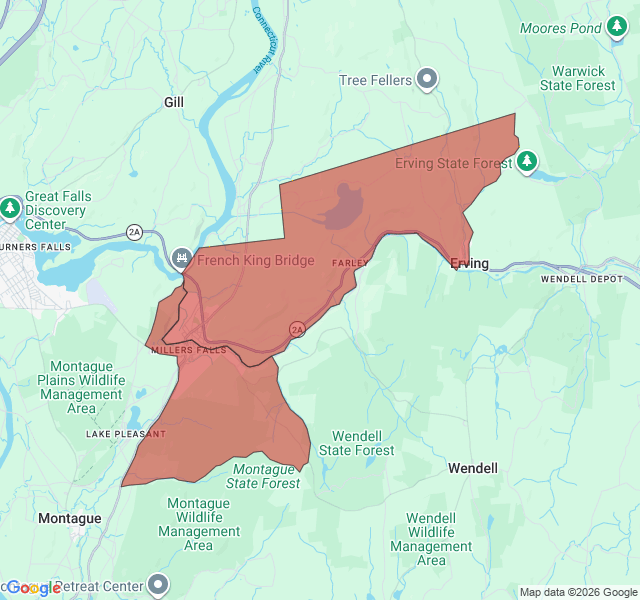 Map of septic coverage in Millers Falls, MA