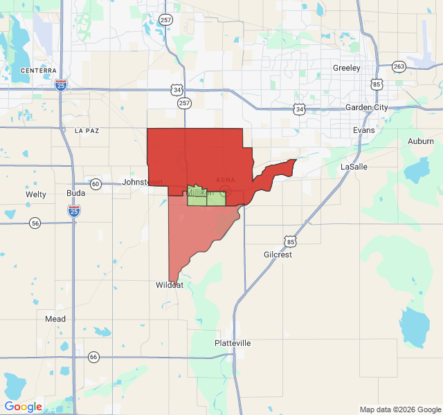 Map of septic coverage in Milliken, CO