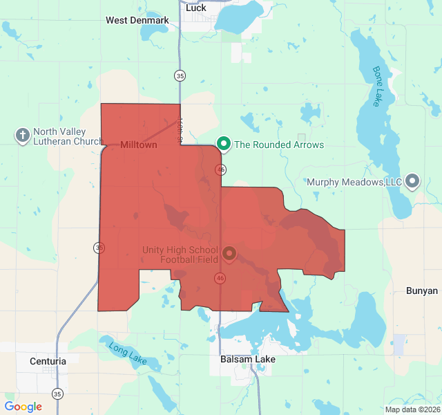 Map of septic coverage in Milltown, WI
