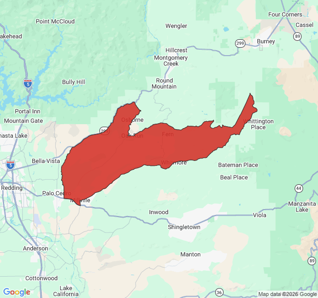 Map of septic coverage in Millville, CA