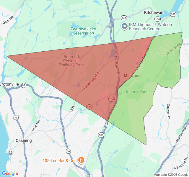 Map of septic coverage in Millwood, NY