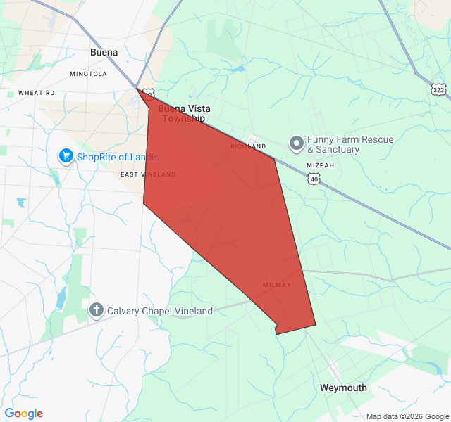 Map of septic coverage in Milmay, NJ