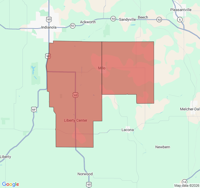 Map of septic coverage in Milo, IA
