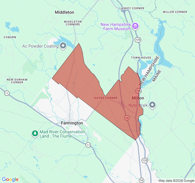 Map of septic coverage in Milton, NH