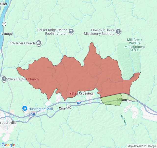 Map of septic coverage in Milton, WV