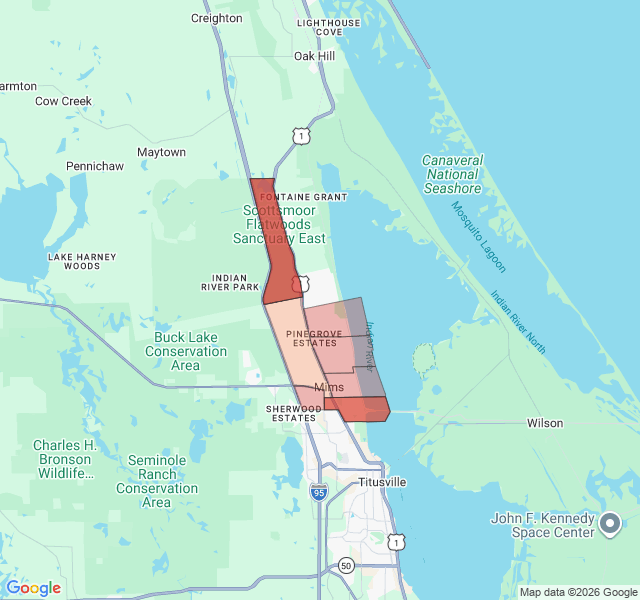 Map of septic coverage in Mims, FL