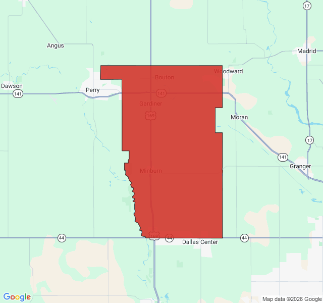 Map of septic coverage in Minburn, IA