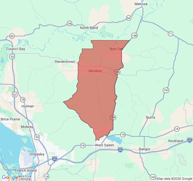 Map of septic coverage in Mindoro, WI
