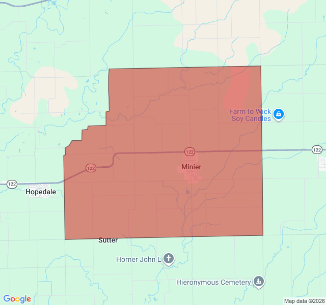 Map of septic coverage in Minier, IL