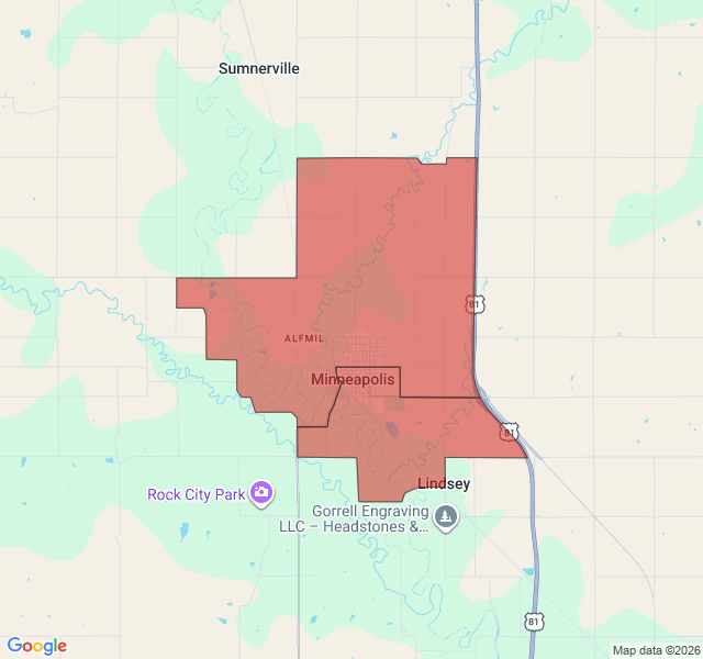 Map of septic coverage in Minneapolis, KS
