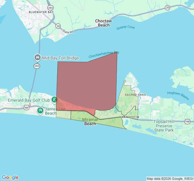 Map of septic coverage in Miramar Beach, FL