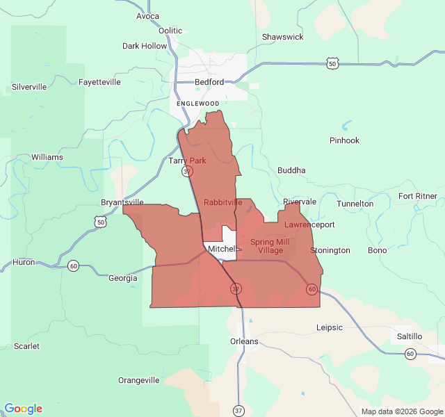 Map of septic coverage in Mitchell, IN