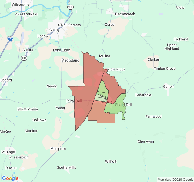 Map of septic coverage in Molalla, OR