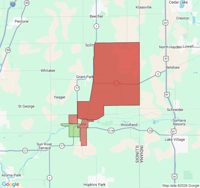 Map of septic coverage in Momence, IL