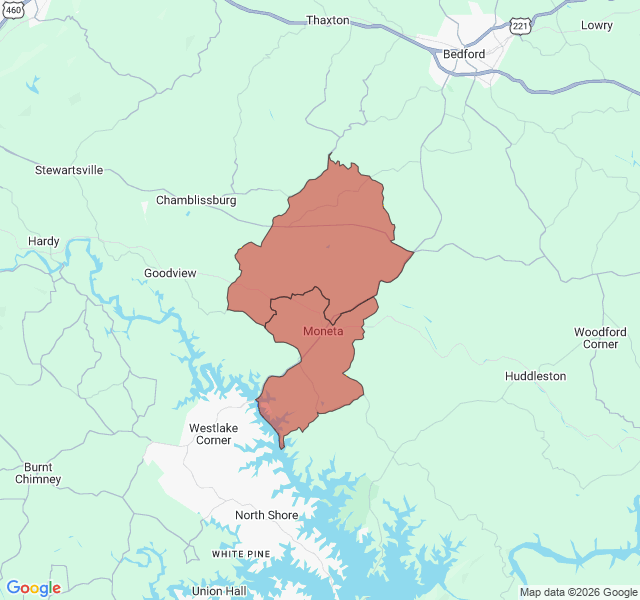 Map of septic coverage in Moneta, VA