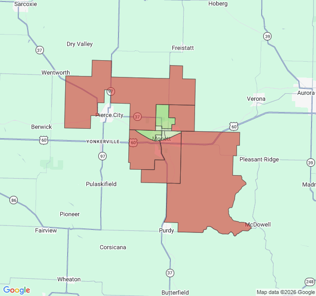 Map of septic coverage in Monett, MO
