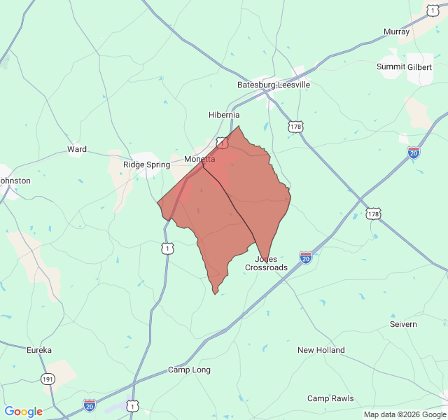 Map of septic coverage in Monetta, SC