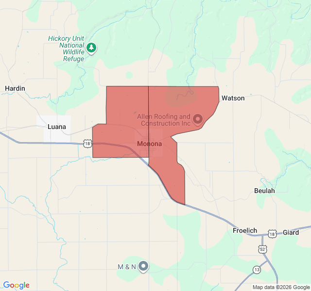 Map of septic coverage in Monona, IA