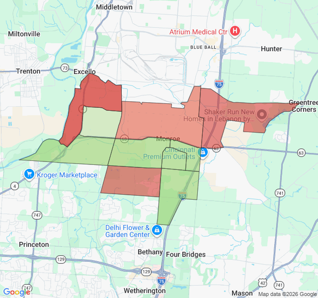 Map of septic coverage in Monroe, OH