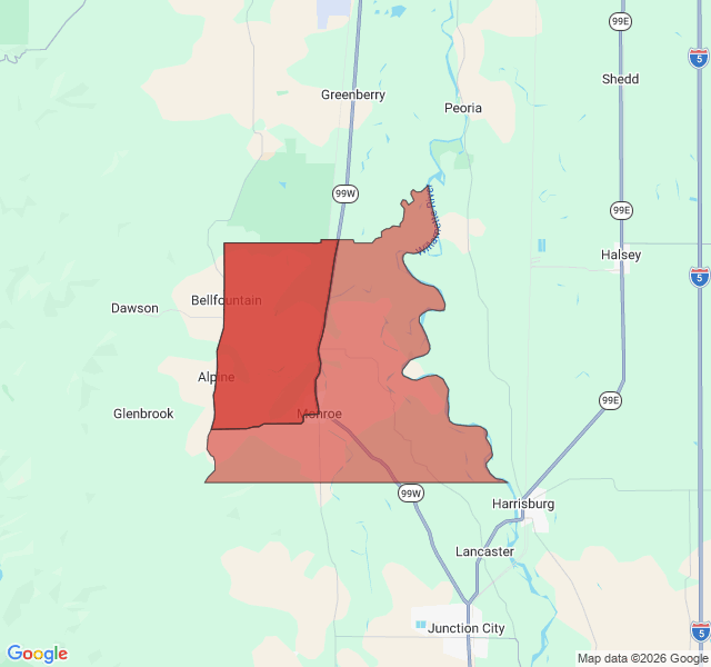 Map of septic coverage in Monroe, OR