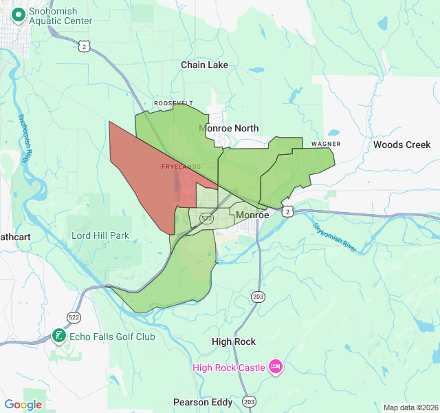 Map of septic coverage in Monroe, WA
