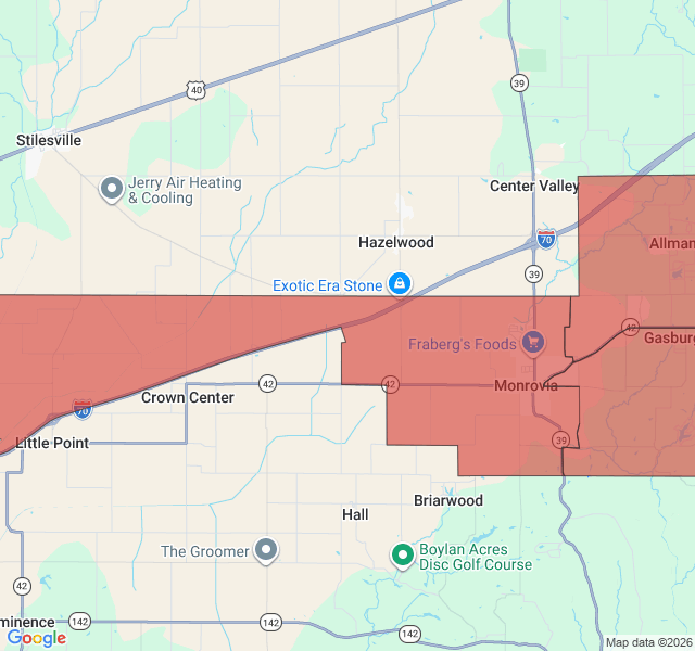 Map of septic coverage in Monrovia, IN