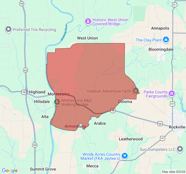 Map of septic coverage in Montezuma, IN