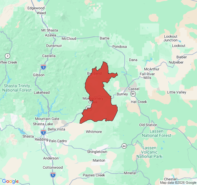 Map of septic coverage in Montgomery Creek, CA