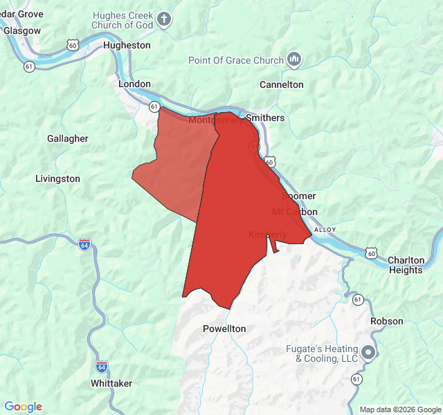 Map of septic coverage in Montgomery, WV