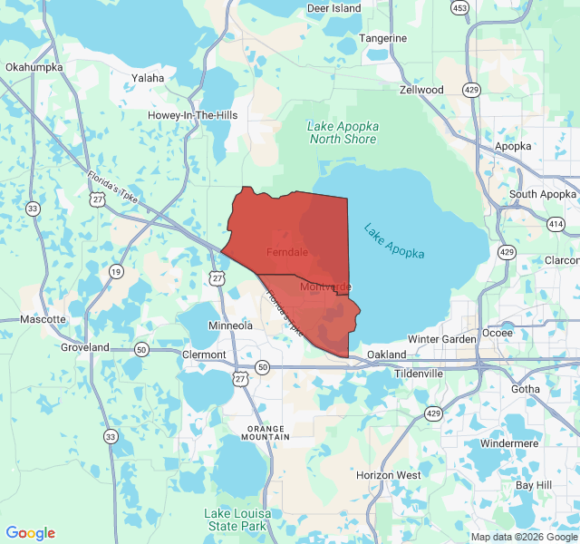 Map of septic coverage in Montverde, FL