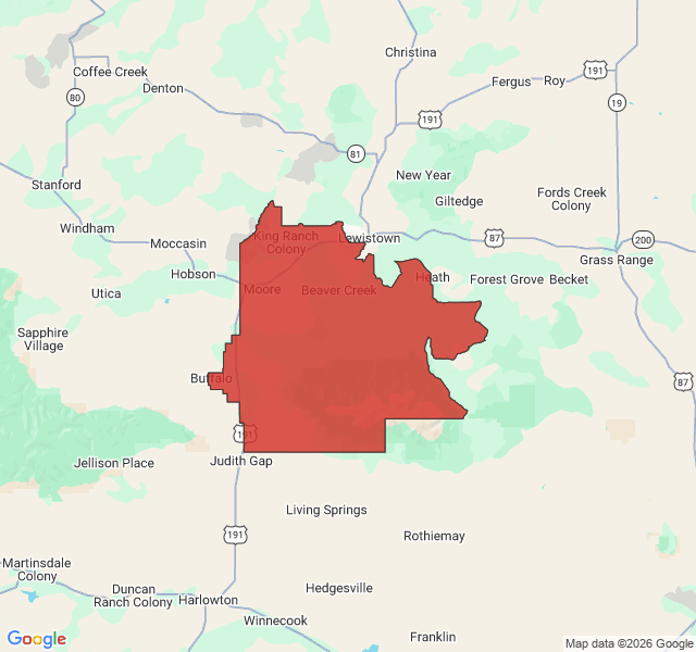 Map of septic coverage in Moore, MT