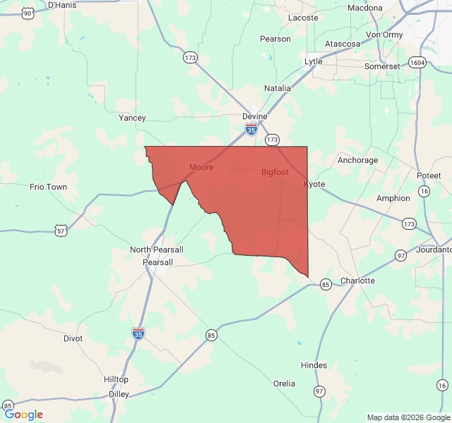 Map of septic coverage in Moore, TX