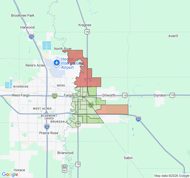 Map of septic coverage in Moorhead, MN