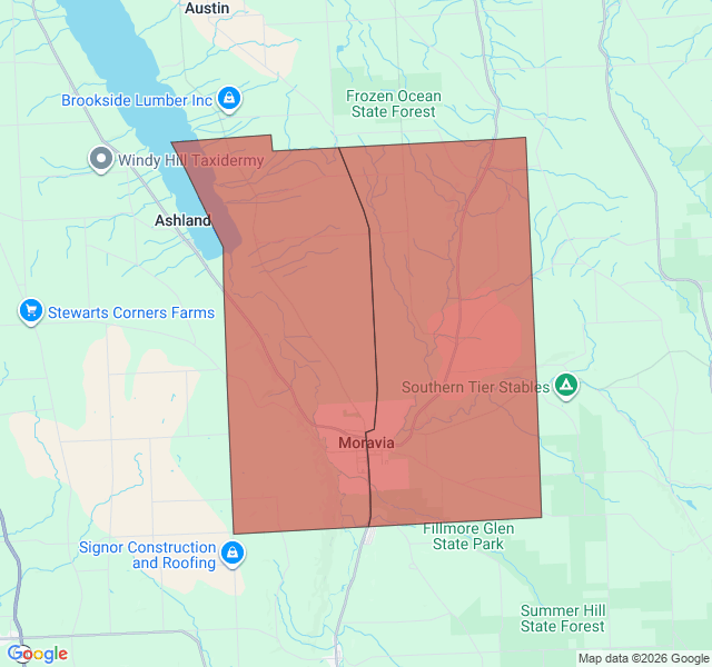 Map of septic coverage in Moravia, NY