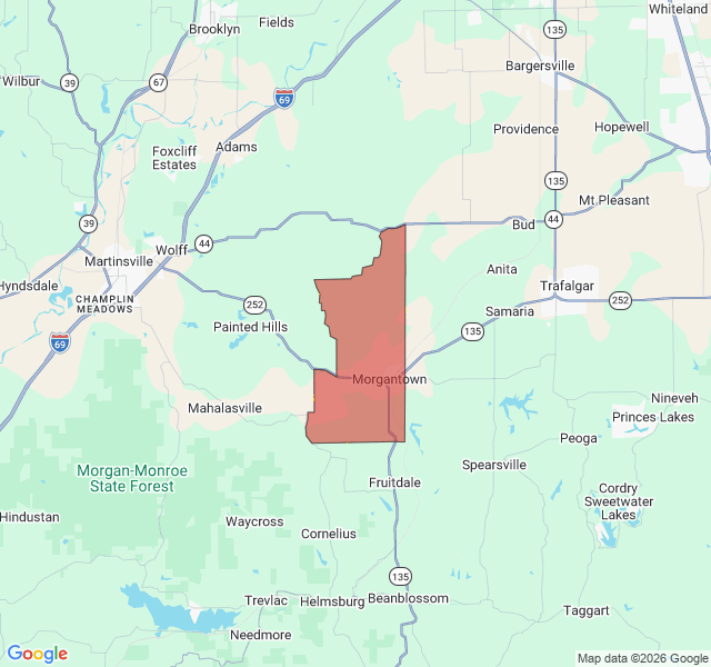 Map of septic coverage in Morgantown, IN