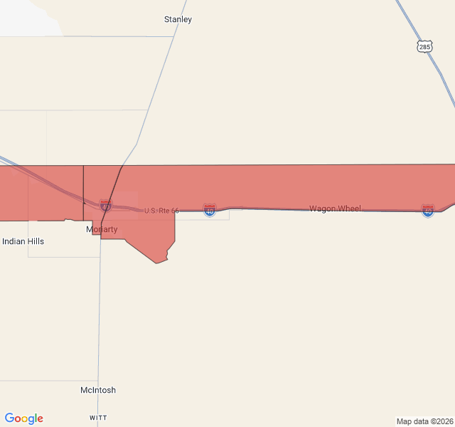 Map of septic coverage in Moriarty, NM