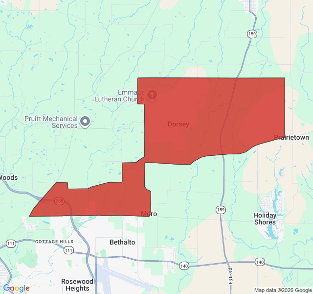 Map of septic coverage in Moro, IL