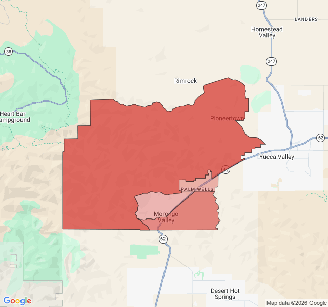 Map of septic coverage in Morongo Valley, CA
