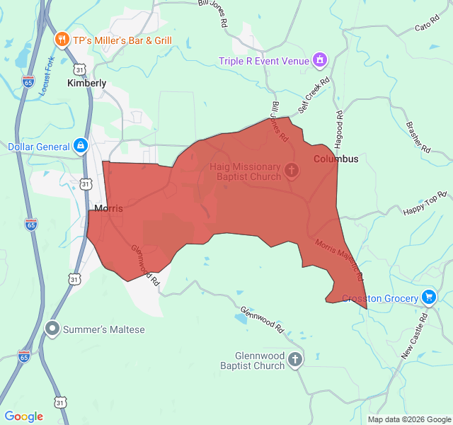 Map of septic coverage in Morris, AL