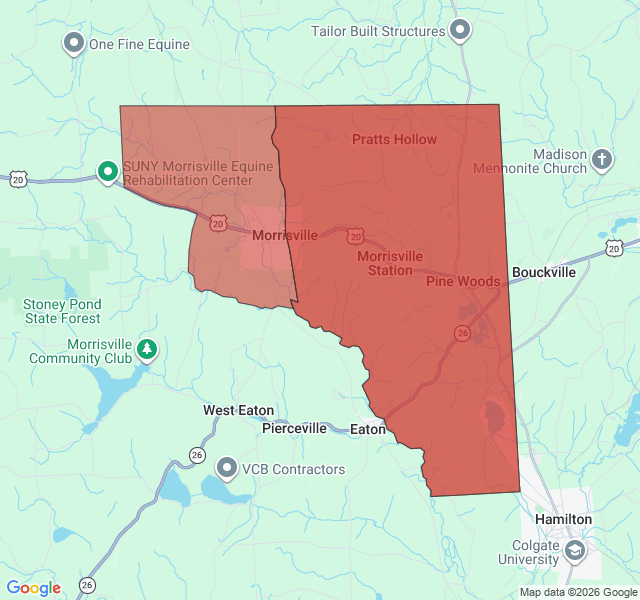 Map of septic coverage in Morrisville, NY