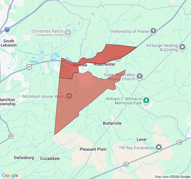 Map of septic coverage in Morrow, OH